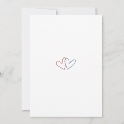 Liebe in Blau und Rosa Hört Party über Geschlechts Einladung (Rückseite)