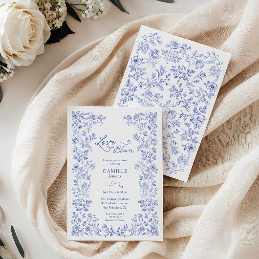 Liebe in Blauer Blauer Brautdusche Einladung