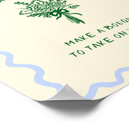 Liebe in blauer grüner Blume Bar Poster (Ecke)