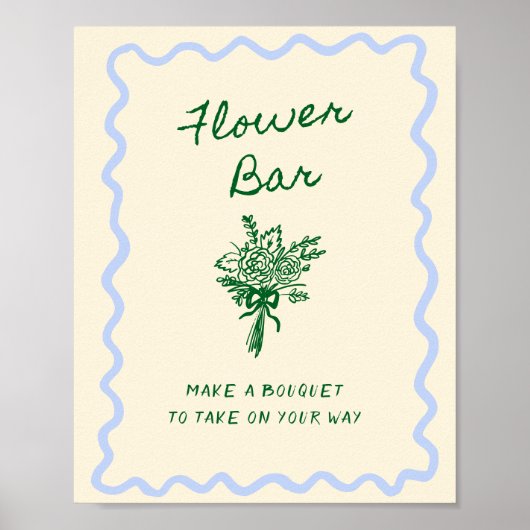 Liebe in blauer grüner Blume Bar Poster (Vorne)