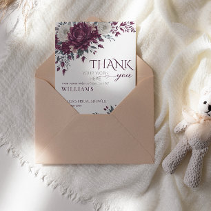 Liebe in Bloom Blume Burgund Cream Brautparty Dankeskarte