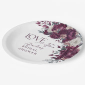 Liebe in Bloom Blume Burgund Cream Brautparty Pappteller (Schrägansicht)