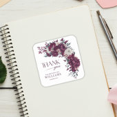 Liebe in Bloom Blume Burgund Cream Brautparty Quadratischer Aufkleber