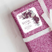 Liebe in Bloom Blume Burgund Cream Brautparty Quadratischer Aufkleber