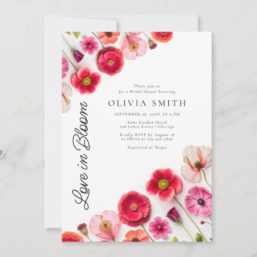 Liebe in Bloom Brautparty laden Einladung (Vorderseite)