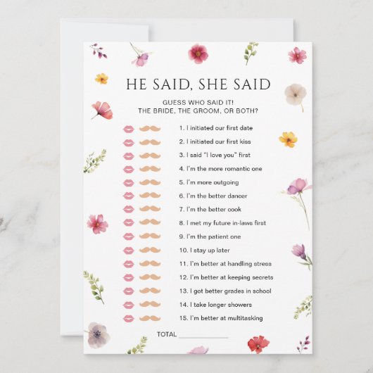 Liebe in Bloom Brautparty Wer hat Game Card Einladung (Vorderseite)