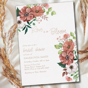 Liebe in Bloom Fall Brautparty Rose Gold Folieneinladung