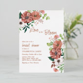 Liebe in Bloom Fall Brautparty Rose Gold Folieneinladung (Stehend vorne)