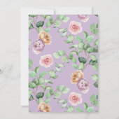 Liebe in Bloom Lila Rose Brautdusche Einladung (Rückseite)