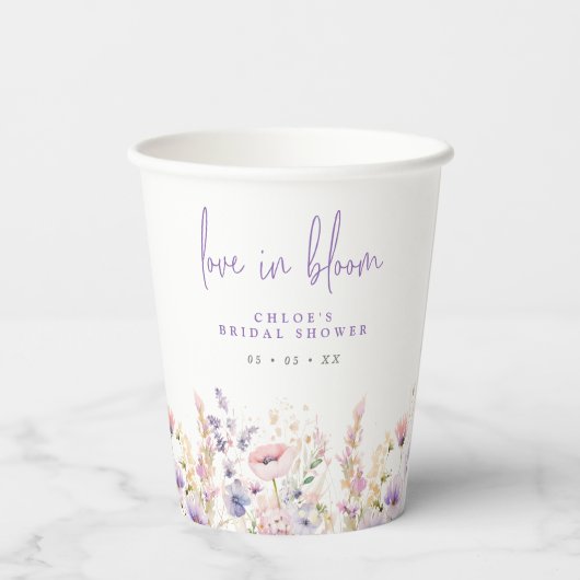 Liebe in Bloom Lilac Wild Blume Brautparty Pappbecher (Rückseite)