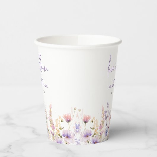 Liebe in Bloom Lilac Wild Blume Brautparty Pappbecher (Links)