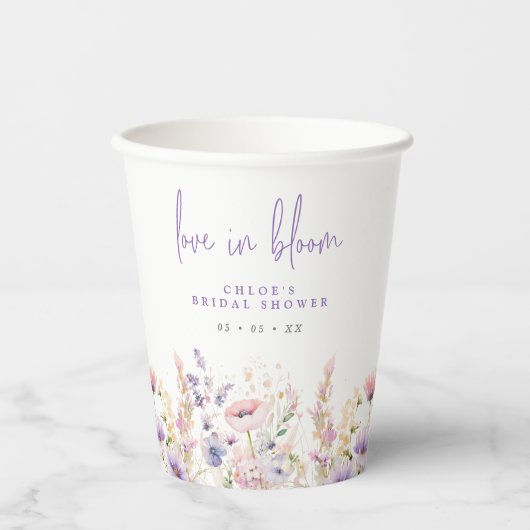 Liebe in Bloom Lilac Wild Blume Brautparty Pappbecher (Vorderseite)