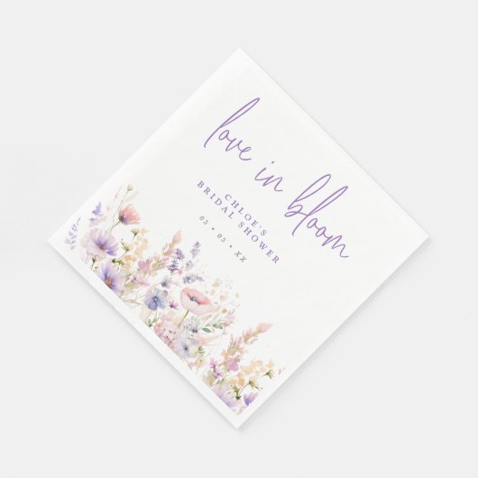 Liebe in Bloom Lilac Wild Blume Brautparty Serviette (Ecke)