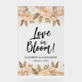 Liebe in Bloom Peach Blume Hochzeit Acrylschild (Vorderseite)