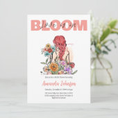 Liebe in Bloom Pink Wildblume Blumenmotiv Brautpar Einladung (Stehend Vorderseite)