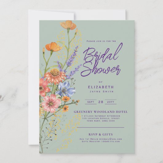Liebe in Bloom Summer Wildblume Boho Blumendusche Einladung (Vorderseite)