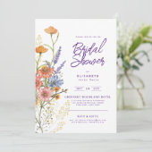 Liebe in Bloom Summer Wildblume Boho Blumendusche Einladung (Stehend Vorderseite)