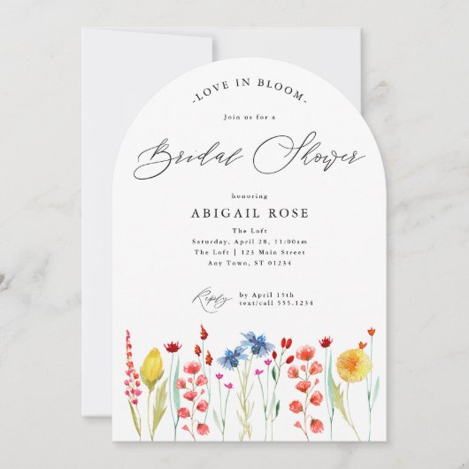 Liebe in Bloom w/QR-Code, Arted Brautparty Einladung (Vorderseite)