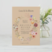 Liebe in Bloom Wildblume Bohemisches Brautparty Einladung (Stehend Vorderseite)