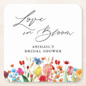 Liebe in Bloom Wildblume Brautparty Gefallen Rechteckiger Pappuntersetzer (Vorderseite)