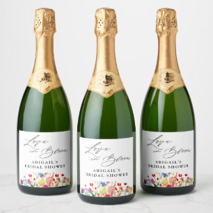 Liebe in Bloom Wildblume Brautparty Gefallen Schaumweinetikett