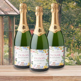 Liebe in Bloom Wildblume Brautparty Moderne Schaumweinetikett