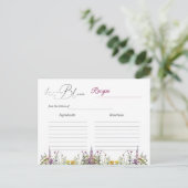 Liebe in Bloom Wildblume Brautparty Rezept Karte (Stehend Vorderseite)