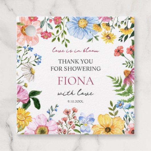 Liebe in Bloom Wildblume Brautparty Vielen Dank Geschenkanhänger (Vorderseite)