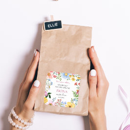 Liebe in Bloom Wildblume Brautparty Vielen Dank Quadratischer Aufkleber