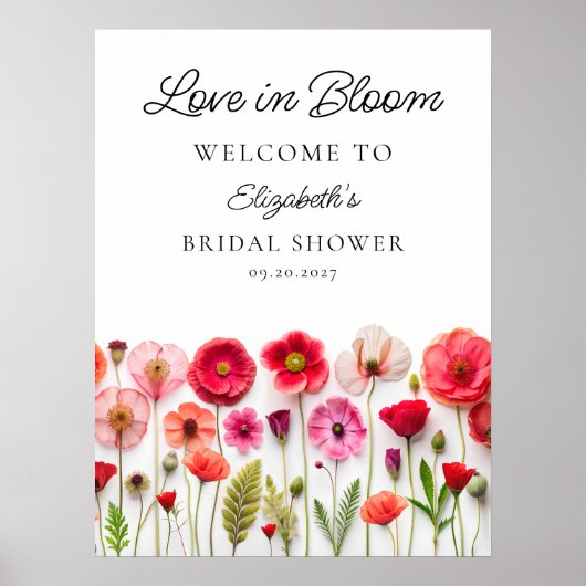 Liebe in Bloom Wildblume Brautparty willkommen Poster (Vorne)