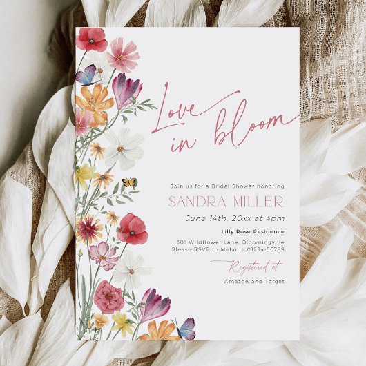 Liebe in Bloom Wildblume Schmetterling Brautparty Einladung