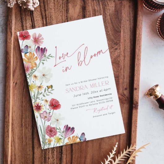 Liebe in Bloom Wildblume Schmetterling Brautparty Einladung