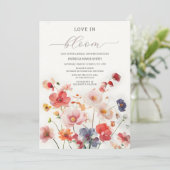 Liebe in Bloom Wildblumen Brautdusche Einladung (Stehend Vorderseite)