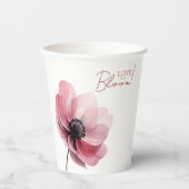 Liebe in blühendem minimalem Brautparty Pappbecher (Vorderseite)