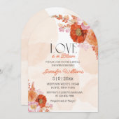 Liebe in blühendem orangefarbenem Brautparty Einladung (Vorne/Hinten)