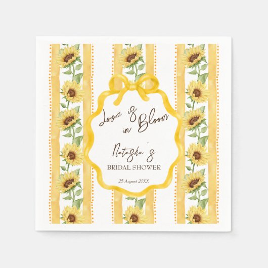 Liebe in blühenden Sonnenblumen Brautparty mit Mon Serviette (Vorderseite)