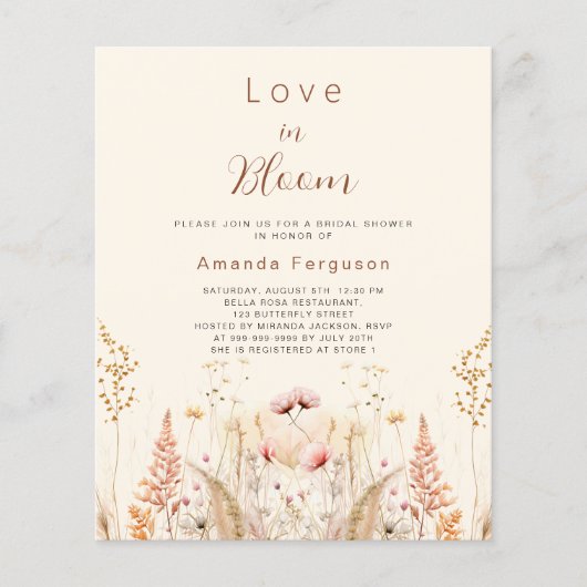 Liebe in blühenden Wildblumen Haushalt Brautparty (Vorderseite)