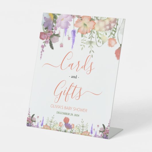 Liebe in blühenden Wildblumen Karten und Geschenke Sockelschild (Vorderseite)