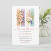 Liebe in blühender Wildblume Brautdusche Einladung (Stehend Vorderseite)