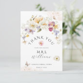 Liebe in blühender Wildblume Rustikales Brautparty Dankeskarte (Stehend Vorderseite)
