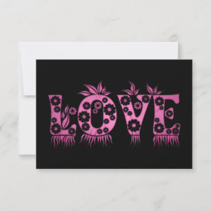 Liebe ( in Blume Schriftart ) RSVP Karte