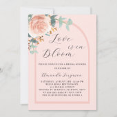 Liebe in Blumen Rose Goldbogen Brautparty Einladung (Vorderseite)