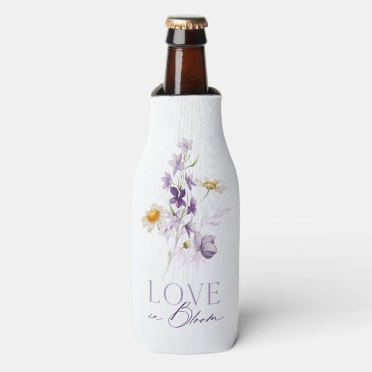 Liebe in Blumenflora Hochzeitsflasche Cooler Flaschenkühler (Flaschenvorderseite)