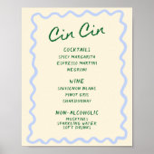Liebe in Blüte Blau Grüne Cin Cin Bar Menu Poster (Vorne)