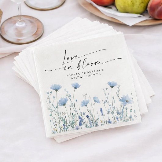 Liebe in Blüte Blaue Brautparty Servietten