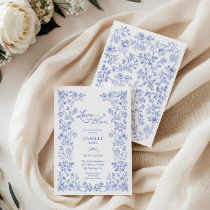 Liebe in Blüte Blaue Florale Hochzeitsdusche-Einla Einladung