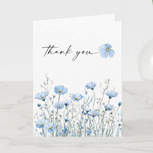 Liebe in Blüte Blaue Hochzeitsdusche Gefaltete Dan Dankeskarte