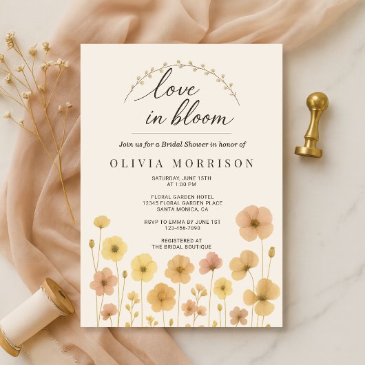 Liebe in Blüte Boho-Brautparty  Einladung