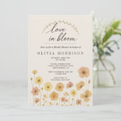 Liebe in Blüte Boho-Brautparty  Einladung (Stehend Vorderseite)