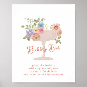 Liebe in Blüte Brautparty-Schild für Sektbar Poster
